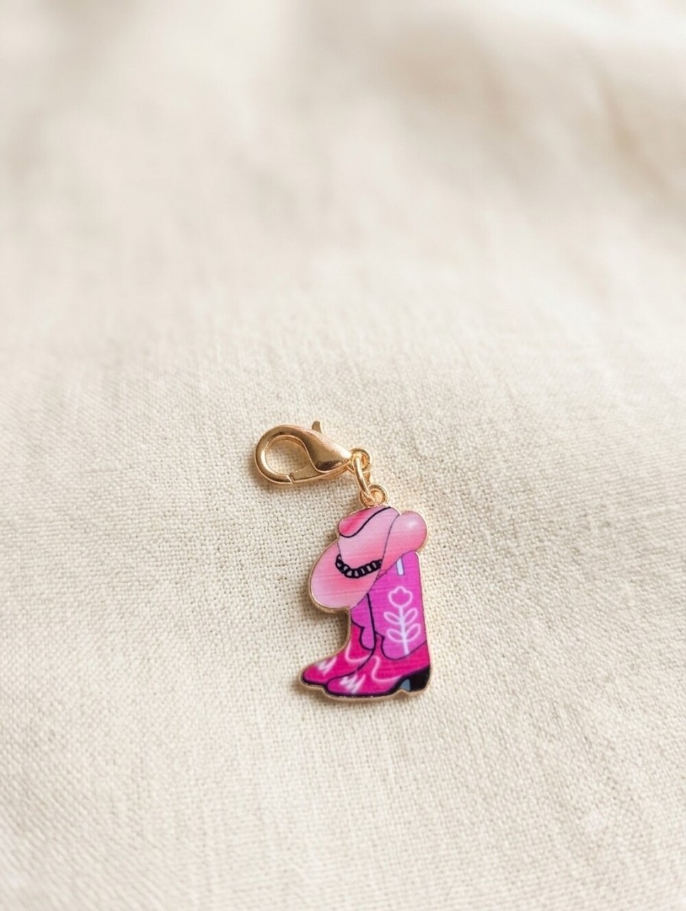 Pink Cowboy Boot and Hat Keychain Charm